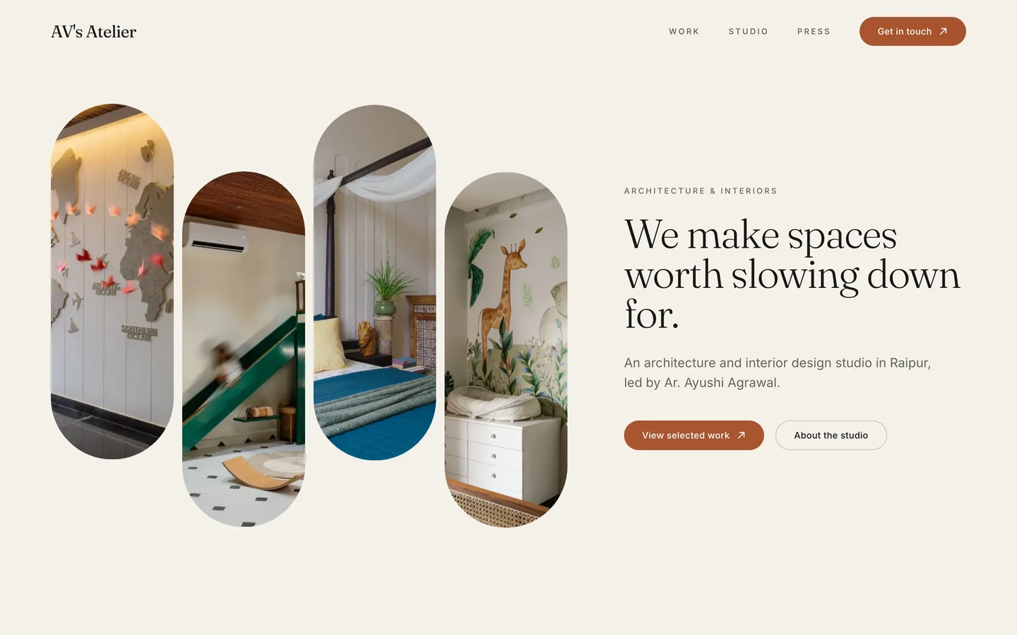 The avsatelier.in homepage